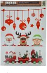 Kerst raamstickers - Wit / Rood - Kunststof - Glitters Stickers - Raam plak stickers - Elfje / Kerstman / Rendier / Kerstballen