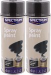 Spuitbusverf - Metallic Black Hoogglans - Meubelspray - Lakspray - Spuitverf - Sneldrogend - Acrylaat lak - Set van 2 (2x 400 m