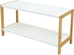 Bamboe Schoenenrek JAXX - Wit / Bruin - Bamboe / Hout - Scandinavisch - Schoenenkast - 70 x 36 x 26 cm