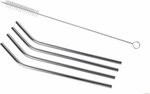 RVS rietjes met borsteltje - Zilver - RVS - 20 cm - 4 stuks