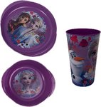 Frozen Kinderservies - Serviesset - Paars - Kunststof - Beker / Kom / Bord - 3 Delig - Sinterklaas - Kerst - Cadeau
