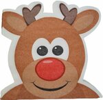 Kerst Servetten Rendier Rudolph - Bruin / Rood - Papier - Vormservetten - 16 x 16 cm - 12 stuks