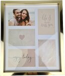 Fotolijst collage ZAC 5 foto's - Goud / Wit - Hout / Glas - 32,5 x 3 x 38 cm