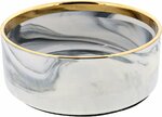 Marmeren Voederbak voor Hond en Kat - Grijs / Wit / Goud - Marmer look - Keramiek - Voerbak - Ø 13 x 5 cm