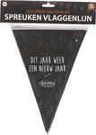 Gelukkig Nieuwjaar Spreuken Vlaggenlijn - Zwart / Wit - Kunststof - ca. 12 Vlaggen / 2.5 meter - 30 x 20 cm