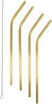 RVS rietjes met borsteltje - Goud - RVS - 20 cm - 4 stuks
