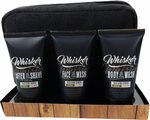 Whisker geschenkset mannen met toilettas - Zwart / Wit - Kunststof - 3 x 75 ml - Set van 4 - Cadeauset - Cadeau - Geschenk - Ke