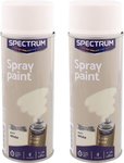 Spuitbusverf - Wit Mat - Meubelspray - Lakspray - Spuitverf - Sneldrogend - Acrylaat lak - Set van 2 (2x 400 ml)