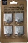 Zelfklevende haakjes - Wit - Metaal - Ca. 4 x 4 cm - Set van 4