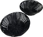 Broodmand gewoven motief NATHANAEL - Zwart - Kunststof - ø 20 / 13,5 x 7 cm - 2 Stuks - Brood - Mand - Mandje - Pasen - 