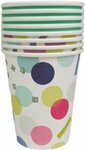 Feestbekerjes met stippen - Wit / Multicolor - Karton - 250 ml - 7 stuks - Pasen