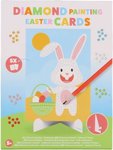 Diamond painting kaarten pasen Paashaas met mandje - Multicolor - Karton / Kunststof - Vanaf 5 jaar - Geschikt voor 5 kaarten -
