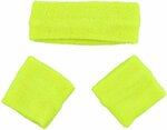 Sport zweetbandjes set - Neon Geel - Katoen - One Size - 3 stuks - Sporten - Sportaccessoire - Sportkleding