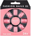 Fashion Nails nep nagels ''Pink Rose'' - Roze - Kunststof - Set van 24 Fashion Nails nep nagels ''Pink Rose'' - Roze - Kunststof - Set van 24
