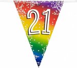 Feest vlaggenlijn ' 21' - 6 meter - 15 vlaggen - Multicolor - Verjaardag - Feest - Feestdagen