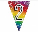 Feest vlaggenlijn ' 2 ' - 6 meter - 15 vlaggen - Multicolor - Verjaardag - Feest - Feestdagen
