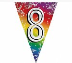 Feest vlaggenlijn ' 8 ' - 6 meter - 15 vlaggen - Multicolor - Verjaardag - Feest - Feestdagen