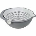 2 in 1 Vergiet/Slakom - Zeef Vergiet met Kom - Keukengerei Bakken - Kunststof - Grijs - 27 x 29 x 14 cm