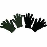 Dames handschoenen effen - Groen / Zwart - Elastaan - Acryl - One Size - Set van 2 paar