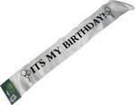 Its My Birthday Sjerp - Wit / Zwart - Polyester - 144 x 11 cm - 1 stuk - Verjaardag - Decoratie - Feest - Jarig