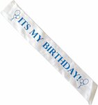 Its My Birthday Sjerp - Wit / Blauw - Polyester - 144 x 11 cm - 1 stuk - Verjaardag - Decoratie - Feest - Jarig