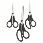 Scharen set JESLINE - Zwart / Zilver - Metaal / Kunststof - 3 Stuks - Knippen - Schaar - Keukenschaar - Hobbyschaar