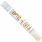 Verjaardags sjerp BIRTHDAY BABE - Wit / Goud - Glitter - Verjaardag sjerp voor haar - Decoratie - Outfit - Sweet sixteen -Feest