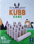 Traditional Scandinavian Nummer Kubb spel - Lichtbruin / Zwart - Hout - Vanaf 6 jaar - Spel - Vaardigheidsspel - Cadeau - Zomer