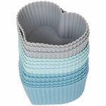 Siliconen Muffin & Cupcake bakvormpjes - Grijs / Turquoise / Blauw - set van 12 hartvormpjes - cake - taart 