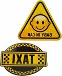 Raam Stickers - Auto Stickers - Geel / Zwart - Baby In Car / Taxi - 2 stuks Raam Stickers - Auto Stickers - Geel / Zwart - Baby In Car / Taxi - 2 stuks
