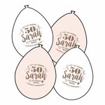 Ballonnen met "Sarah 50 jaar" - Wit / Roze / Zwart - Rubber - 25 cm - 6 stuks - Ballon - Sarah - Abraham - 50 jaa