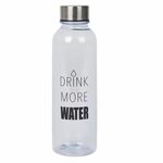 Waterfles met tekst "Drink more water" - Zilver / Transparant - Kunststof / Metaal - 500 ml - tot 80 graden - Fle