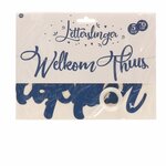 Letterslinger "Welkom Thuis" - Blauw - Karton / Touw - 5 meter touw - 70 cm tekst - Slingers - Vlag - Vlaggenlijn