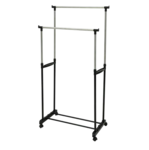 Kledingrek op wieltjes - Zwart / Wit - Kunststof / Staal - 160 x 40 cm - Droogruimte - Rek - Was - Droogrek - Wasrek - Droog