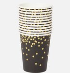 Kerst en Oud en Nieuw bordjes - Zwart / Goud - Karton - ⌀ 18 cm - Taart - Feest - Gebak - Oliebol - Gebaksbordjes - 