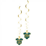 Spiraal decoratie ' Boy or Girl ' - Donkergroen / Goud - 2x 85 cm - Babyshower - Genderreview - Vlag - Vlaggenlij