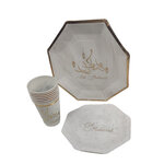 Eid Mubarak feestpakket - Wit / Goud - Papier / Karton - Set van 3 - Servetten / Bordjes / Bekertjes - Feestje - Vasten - Mosli