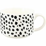 Stapelbare koffiemok luipaard print ZULU - Wit / Zwart - Keramiek - ⌀ 9 x h 6,5 cm - Set van 2 - Drinkbeker - Beker 