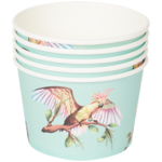 Snackbakjes TROPICAL Papegaai Print - Groen / Multicolor - Karton - Ø 12 x h 8 cm - 5 Stuks