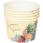 Snackbakjes TROPICAL Ananas Print - Geel / Multicolor - Karton - Ø 12 x h 8 cm - 5 Stuks