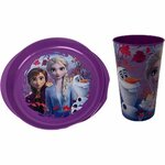 Frozen - Bord / Mok - Serviesset - Kinderservies - Kunststof - Paars - 2 Delig