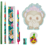 Schrijfwarenset Emoji - Roze / Multicolor - Kunststof - SMILEY TROPICAL FRUIT - Gevulde etui - Schrijfwaren - Sticky Notes - Po