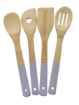 Keukengerei set BRODIE - Lichtbruin / Paars Lila - Hout - l 30 cm - 4 stuks - Koken - Keuken - Pollepel / Spatel / Saladelepel  Keukengerei set BRODIE - Lichtbruin / Paars Lila - Hout - l 30 cm - 4 stuks - Koken - Keuken - Pollepel / Spatel / Saladelepel