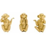 Trendy Deco Aapjes - Aap - Horen Zien Zwijgen - Goud - Polyresin / Aardewerk - 6,4 x 4,8 x 7,9 cm - Set van 3 1 Trendy Deco Aapjes - Aap - Horen Zien Zwijgen - Goud - Polyresin / Aardewerk - 6,4 x 4,8 x 7,9 cm - Set van 3 1