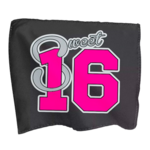 Grote Sweet Sixteen Vlag - Zwart / Roze - Polyester - Verjaardag - Vierkant - 95 x 95 cm 1