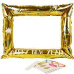 New Year Ballonnen Fotolijst met tien fotoprops - Goud / Multicolor - Folieballon - 86 x 66 cm - Party ballon 1