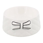 Voederbak met Strik - Wit / Zwart - Drinkbak - Hond / Kat - Huisdieren - Keramiek - Ø 14 x 6 cm