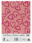 Schriften gelijnd A4 HEART- Roze - Papier  - 2 Stuks - 40 Pagina's - Schoolschrift - Schrift - Back To School - School - K