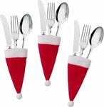 Kerstmuts bestekhouder 4 stuks - Vilt - 7 x 15 - Bestek - Kerst 