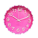 Klok met bloemenmotief - Roze / Wit  - Kunststof - Ø 19.5 cm - Muurklok Klok met bloemenmotief - Roze / Wit  - Kunststof - Ø 19.5 cm - Muurklok